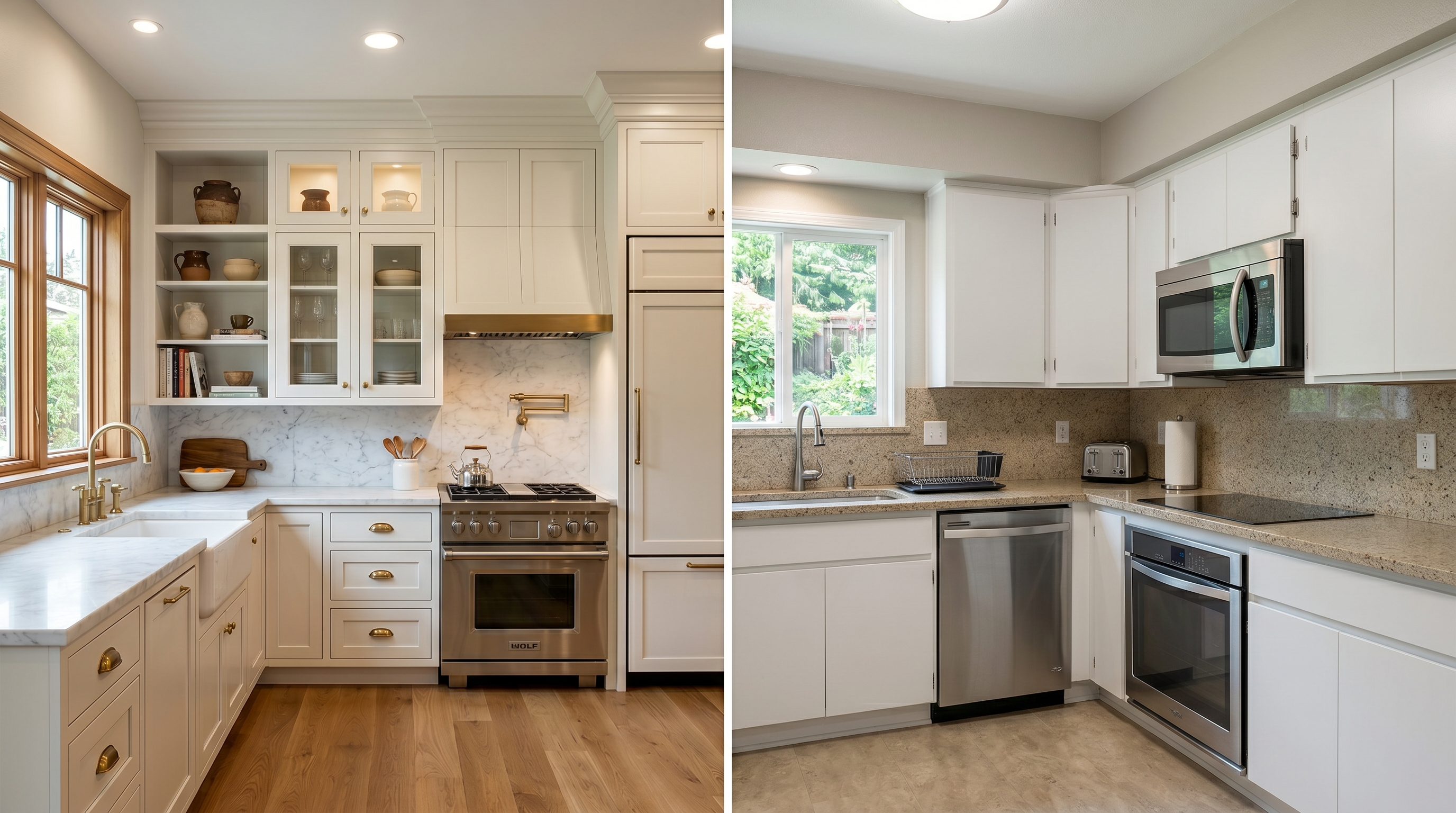 Custom vs Stock cabinets side-by-side comparison