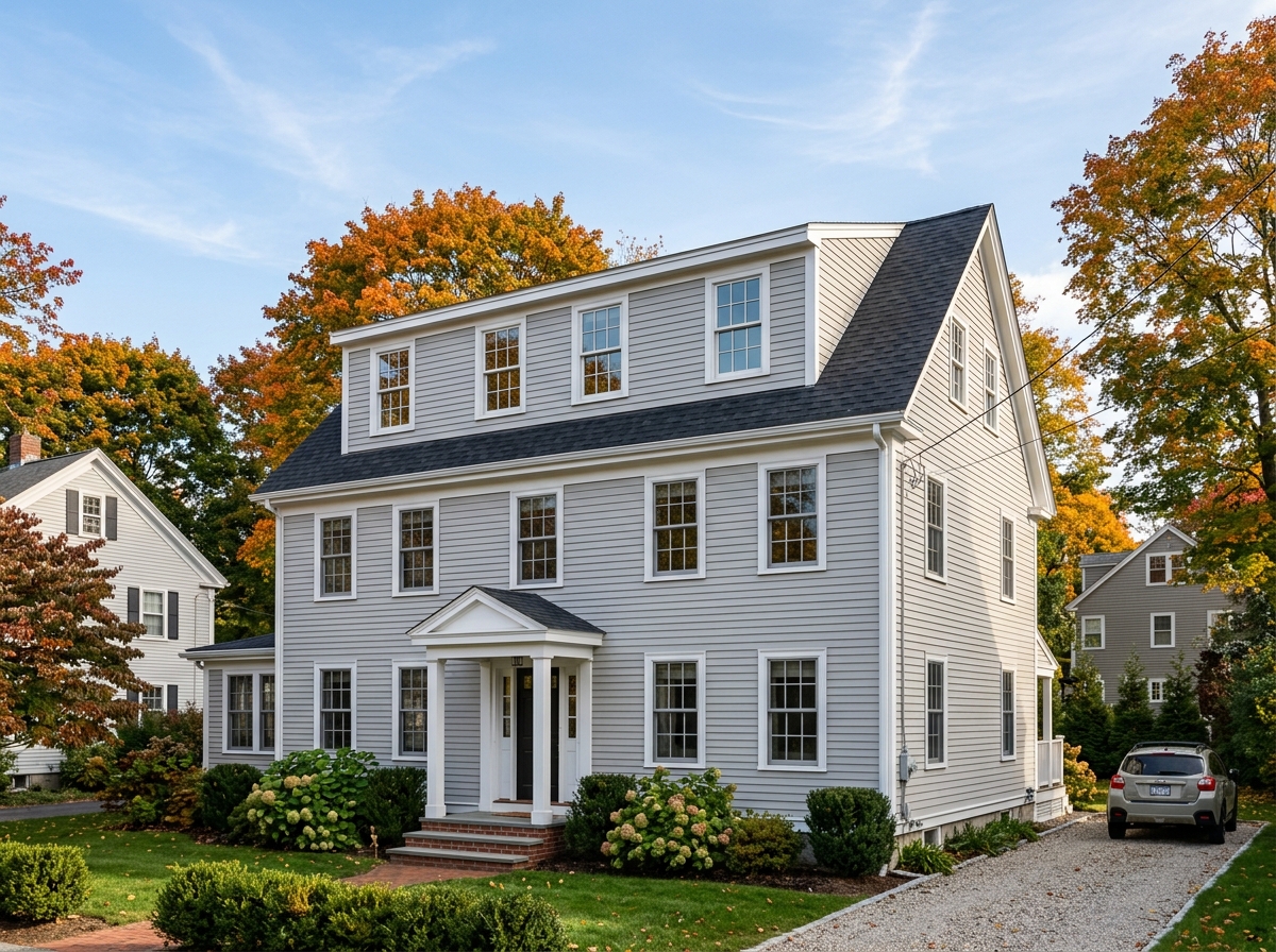 Shed dormer addition on New England colonial home