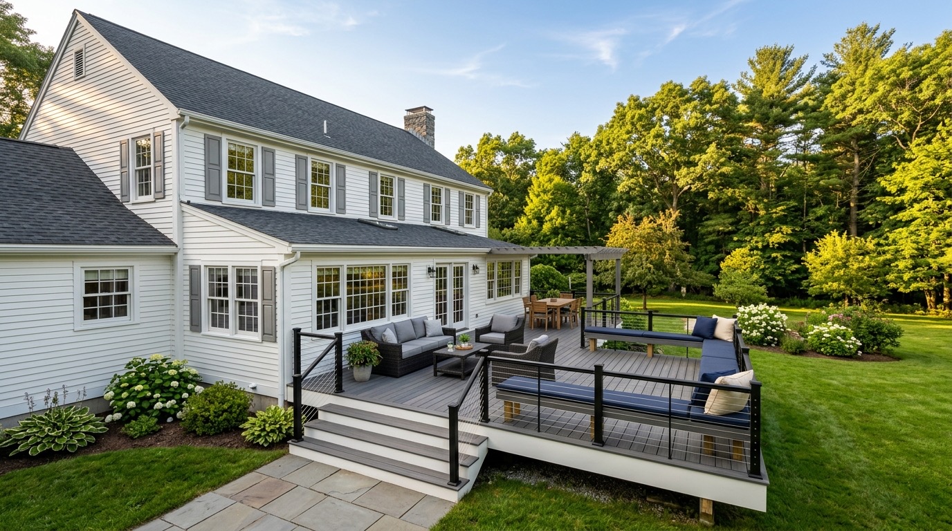 Whole-home renovation with new exterior and deck