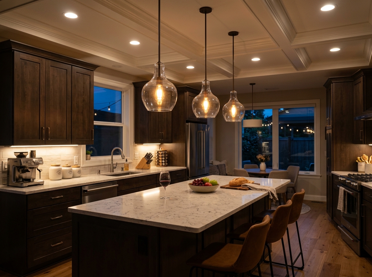 Kitchen pendant and under-cabinet lighting